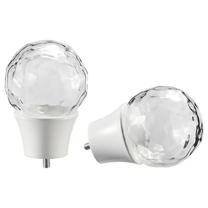 IKEA SOLBLOMMOSSA Finials, 1 Pair — White/Glass | Curtain Rod Finials