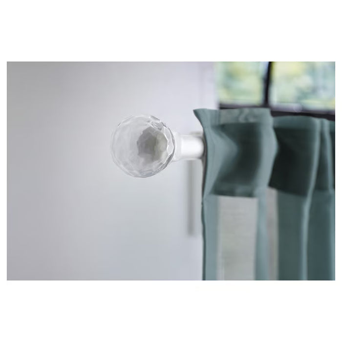 IKEA SOLBLOMMOSSA Finials, 1 Pair — White/Glass | Curtain Rod Finials