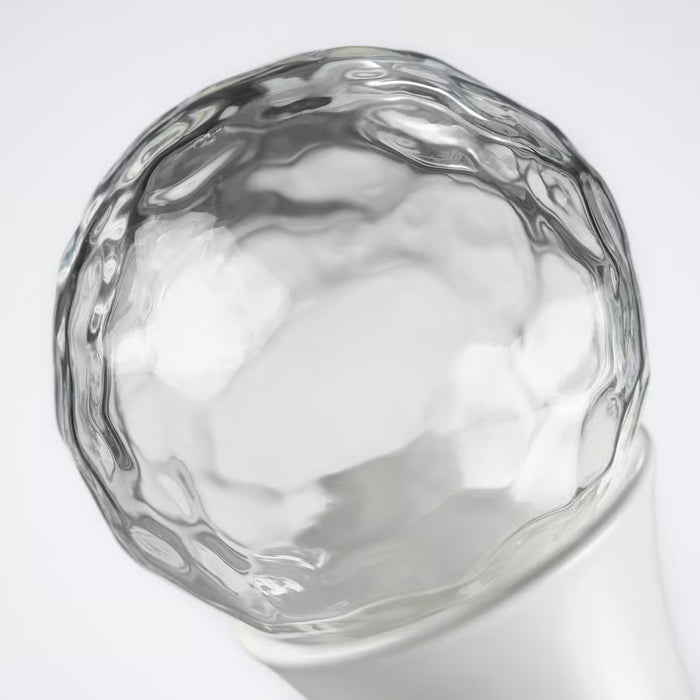 IKEA SOLBLOMMOSSA Finials, 1 Pair — White/Glass | Curtain Rod Finials