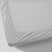 IKEA SOLFIBBLA grey cotton fitted sheet with all-around elastic edging displayed flat on white background