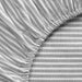 IKEA SOLFIBBLA grey and white striped cotton fabric close-up showing yarn-dyed texture and precise stitching