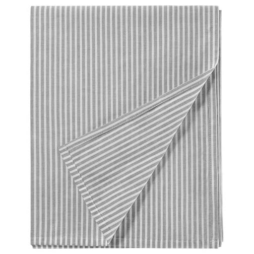 IKEA SOLFIBBLA flat sheet grey white stripe 240x260 cm folded, 100% cotton bed linen #80616443