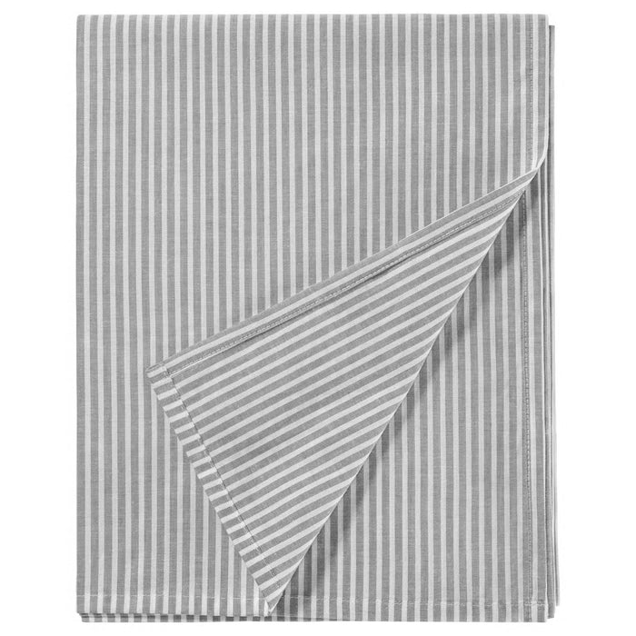 IKEA SOLFIBBLA flat sheet grey white stripe 240x260 cm folded, 100% cotton bed linen #80616443