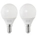  IKEA SOLHETTA E14 LED globe opal white bulb 250 lumen 2-pack polycarbonate front view #30498734