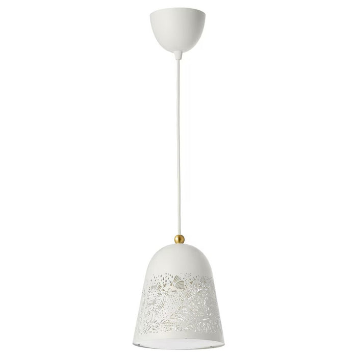 IKEA SOLSKUR Pendant lamp, white/brass-colour 20440847