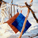 IKEA SOLUPPGÅNG blue pot holder 21x21cm close-up showing cotton linen texture and hanging loop