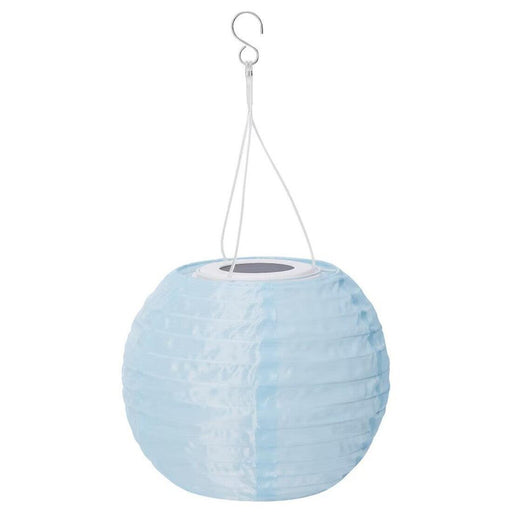 Eco-friendly light blue solar-powered LED lamp from IKEA SOLVINDEN