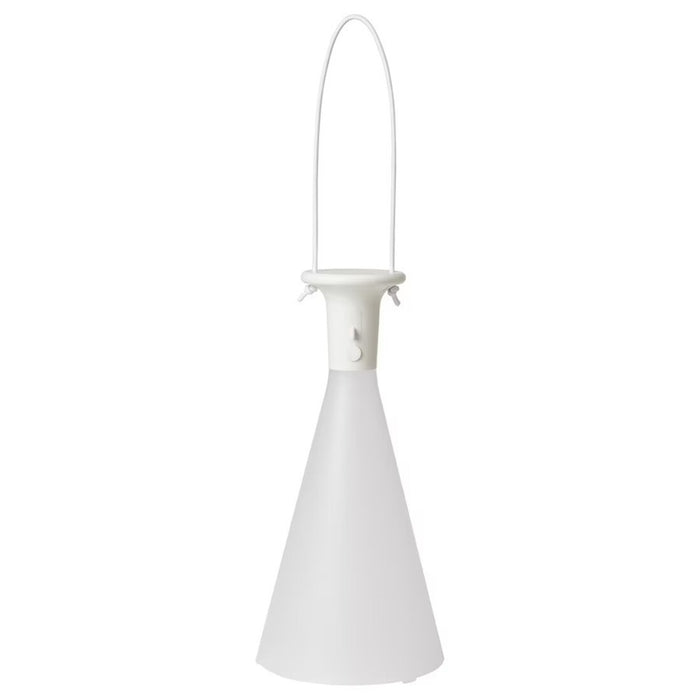 Digital Shoppy White cone-shaped SOLVINDEN LED table lamp, battery-operated and ideal for outdoor use, measuring 26 cm (10 1/4"). 90571892