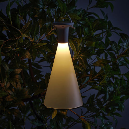 Digital Shoppy SOLVINDEN LED table lamp with a cone shape in white, perfect for patio lighting, 26 cm (10 1/4") in height.  90571892