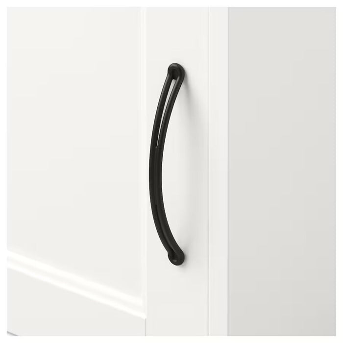 Top-down view of SONGESAND bedside table surface and drawer handle details