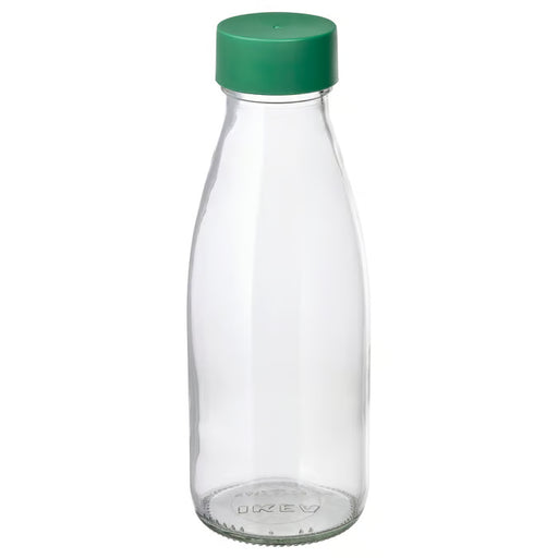 IKEA SPARTANSK clear glass water bottle green lid for daily travel #70517957