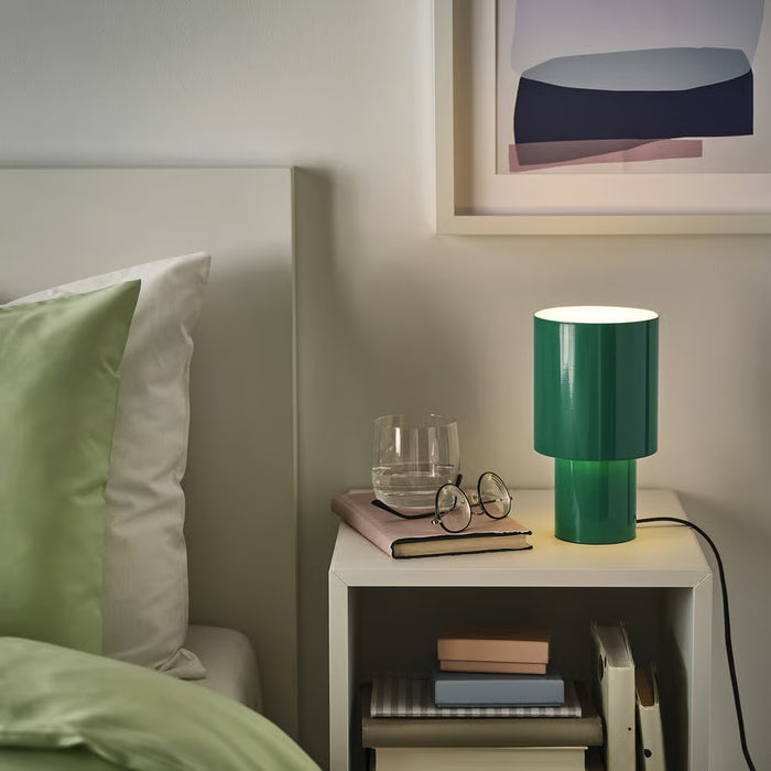 IKEA SPETSBOJ table lamp green dimmable 22 cm studio shot