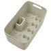 IKEA SPJUTLILJA dish drainer light grey-beige front view with cutlery and plate compartments #10620151