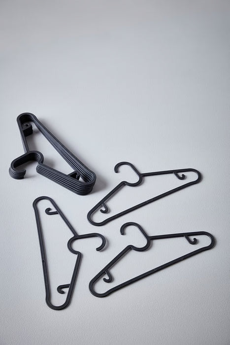 Close-up of IKEA SPRUTTIG black hanger hook and shoulder detail showing matte finish