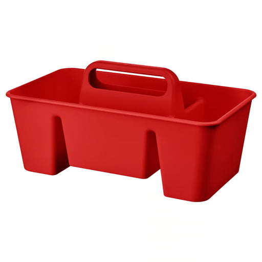 IKEA STACKSTOD desk organiser red 32x18x16 cm with handle on white background #30620145