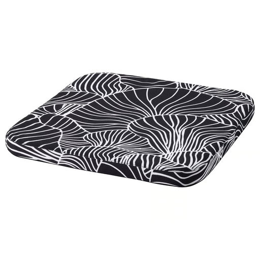 IKEA STAGGSTARR chair pad black white 36x36cm graphic pattern soft foam zippered cover #40511018