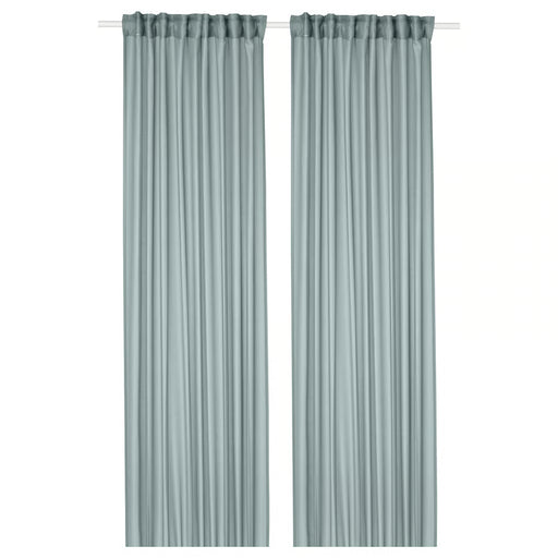 IKEA STENFRÖ turquoise sheer curtains 145x250 cm hanging straight at window, coastal look #10594897