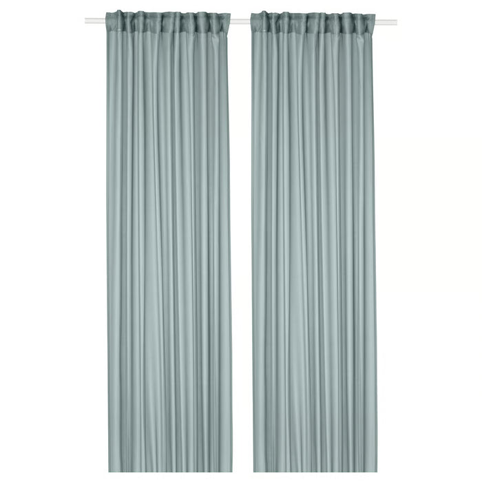IKEA STENFRÖ turquoise sheer curtains 145x250 cm hanging straight at window, coastal look #10594897