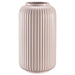 IKEA STILREN light pink ridged stoneware vase front view #106.376.08