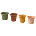 IKEA STJÄRNSLINKE plant pot set of four in green brown yellow and peach moulded recycled paper pulp 9cm #00650596