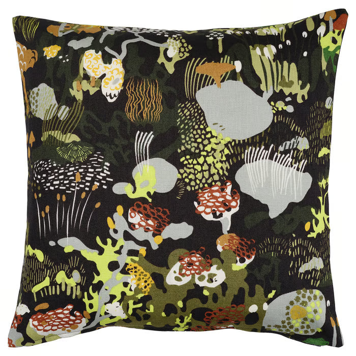  IKEA STOCKHOLM 2025 cushion cover black multicolour 50x50 cm linen Nordic forest pattern on sofa #30592133