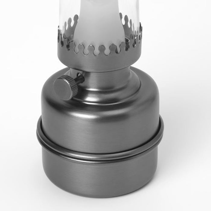 Metallic lantern with glass罩on a white background