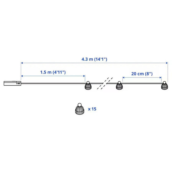 IKEA LED lighting chain with 15 lights, battery-operated/hat with LED bulb GX53,1000 lm
