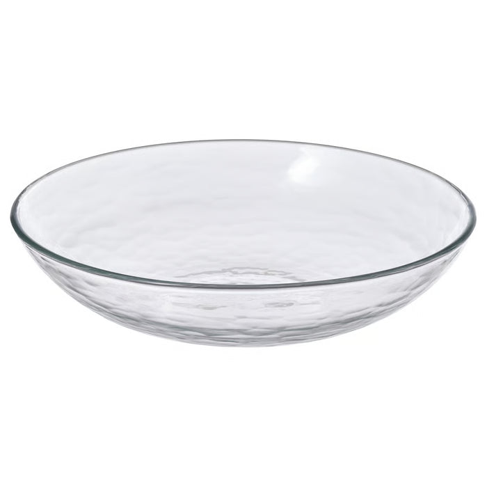 IKEA STRANDKRABBA clear hammered glass deep plate 19cm round bowl shape #30607380
