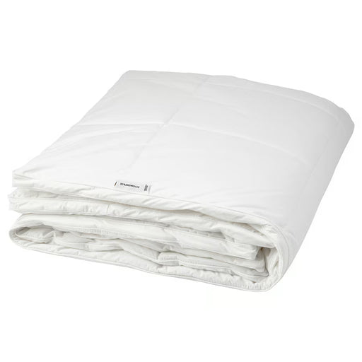 IKEA STRANDMOLKE warm duvet white folded showing panel stitching and soft cotton dobby fabric #10459192