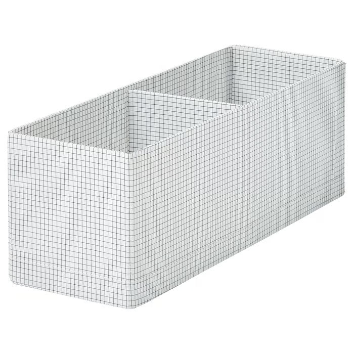 IKEA STUK box with compartments white black 17x51x18 cm front view foldable wardrobe organiser #90621528