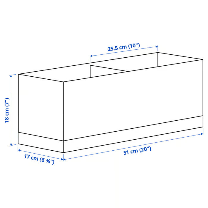 IKEA STUK wardrobe organiser box white black side profile view showing 18 cm height