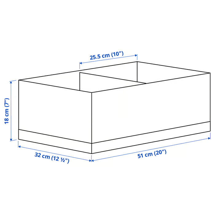 IKEA STUK compartment box white black close-up showing divider and fabric texture detail