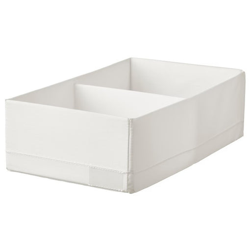 STUK white storage box with multiple compartments, 20x34x10 cm, ideal for organizing accessories and office supplies-40474426