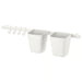 IKEA SUNNERSTA white kitchen rail with 4 hooks and 2 containers wall-mounted organiser #10455151