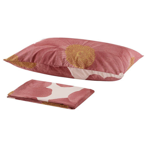 IKEASVARTKLINT flat sheet and pillowcase set in light pink and dark pink, arranged together for a coordinated look-10576285 