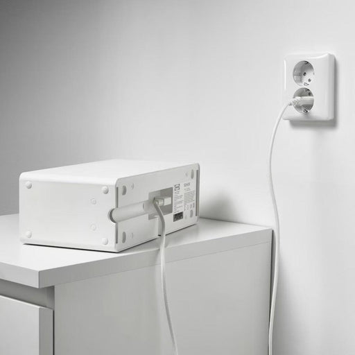 IKEA SYMFONISK Power Supply Cord, Textile/White: A 3.5m textile power cord in white designed for connecting SYMFONISK speakers-50492335