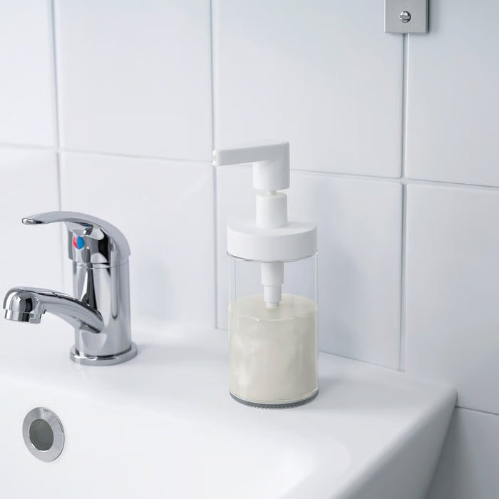 IKEA TACKAN Soap Dispenser — White, 200ml Glass | Easy Refill, Bathroom & Kitchen