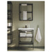  IKEA TACKAN white glass soap dispenser styled in a modern bathroom setting beside sink