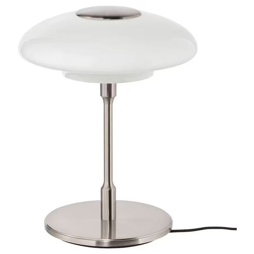 IKEA TÄLLBYN Table Lamp with a sleek nickel-plated base and opal white glass shade-70437668