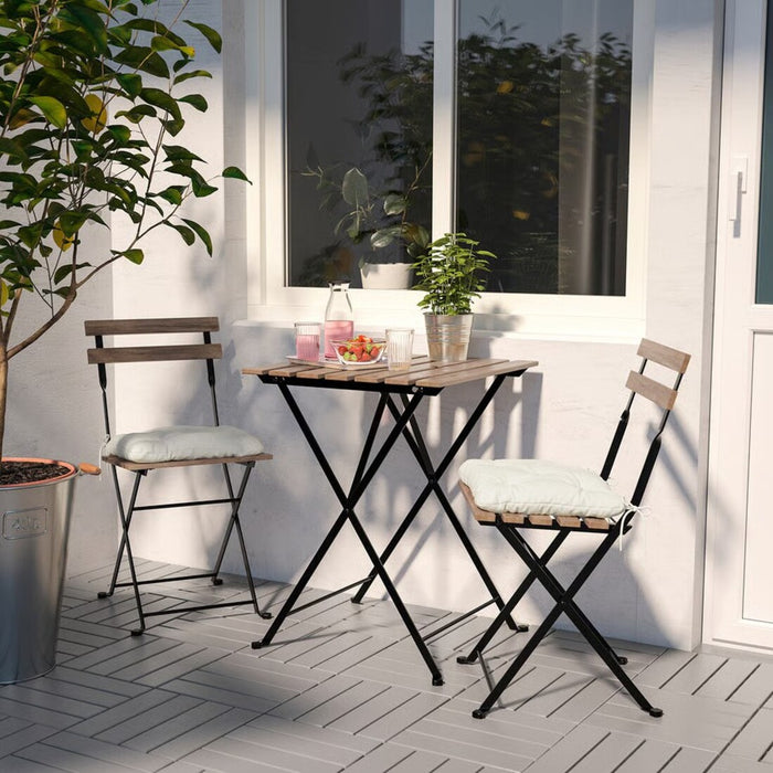 IKEA TÄRNÖ Table, outdoor, black/light brown stained, 55x54 cm (21 5/8x21 1/4 ")