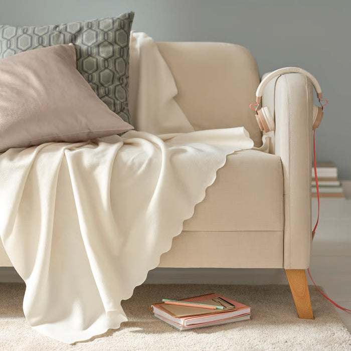 IKEA THORGUN Throw — Off-White | Soft Woven Blanket for Sofa & Bedroom