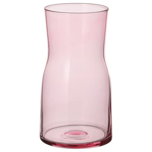 IKEA TIDVATTEN pink glass vase 17cm on dining table with flowers #60617392