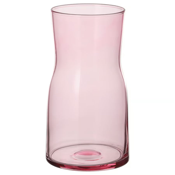 IKEA TIDVATTEN pink glass vase 17cm on dining table with flowers #60617392