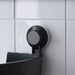 IKEA TISKEN black corner shelf mounted with suction cup on tiled shower wall