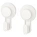 IKEA TISKEN white suction cup hook pair mounted on tiled wall front view no-drill bathroom hook #50381276