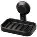 IKEA TISKEN black soap dish with suction cup wall-mounted ridged draining tray #30498531