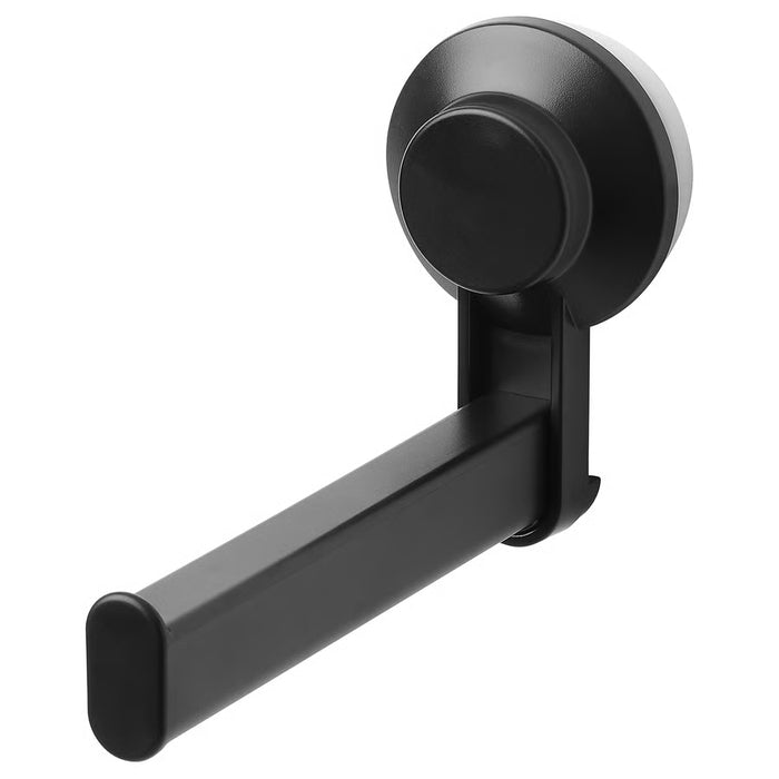 IKEA TISKEN black toilet roll holder with suction cup, wall-mounted, no drilling needed #60498539