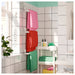 IKEA TISKEN white towel rack mounted on tiled bathroom wall holding folded towels