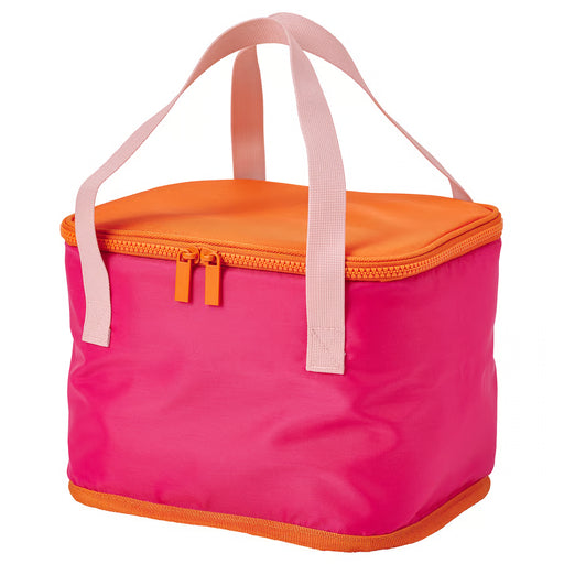 IKEA TOFSAND cooling bag pink orange insulated 26x19x19 cm front view on white background #50619594