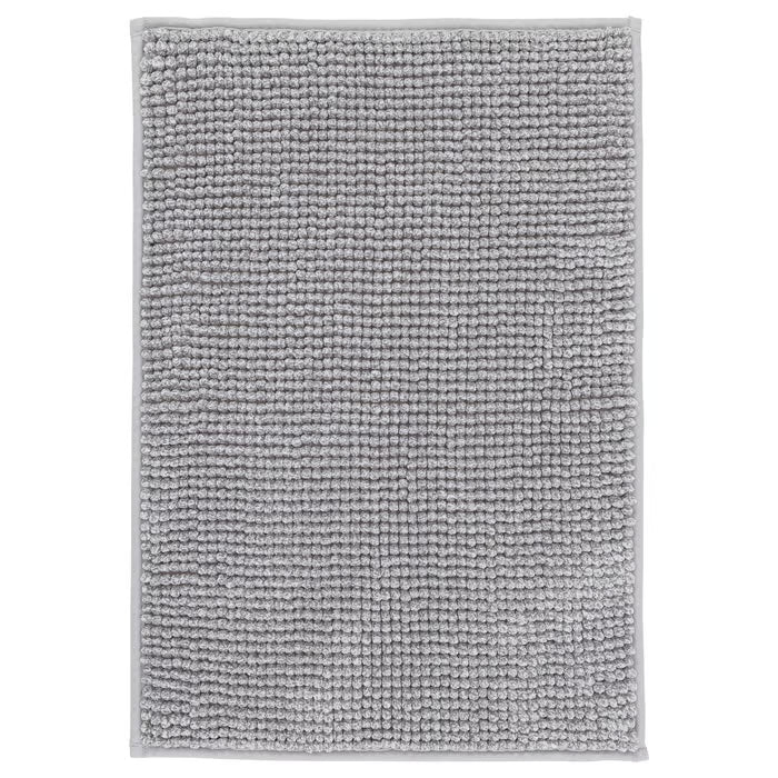 IKEA TOFTBO bath mat grey-white mélange 40x60 cm rectangular plush microfibre texture top view #70422271